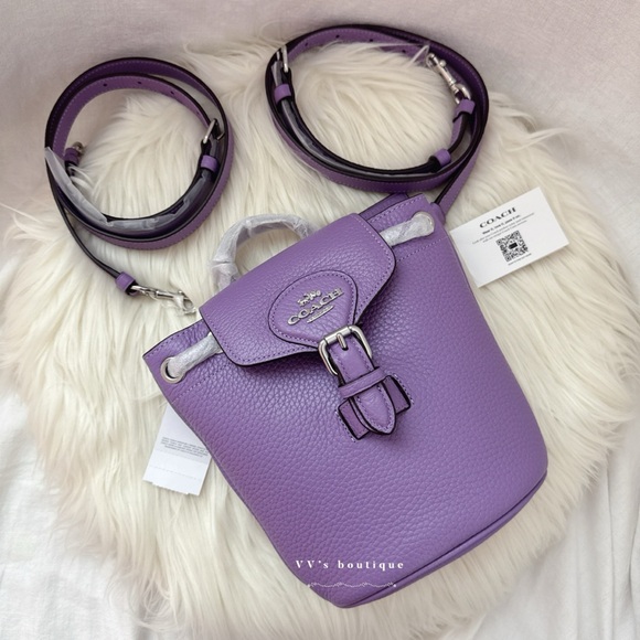 NWT Coach Amelia Convertible Backpack Crossbody Pebble Leather Iris Purple CL408 - Picture 3 of 12